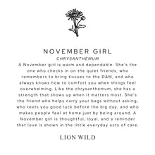 Load image into Gallery viewer, Lion Wild Birth Flower Necklace November
