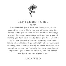 Load image into Gallery viewer, Lion Wild Birth Flower Necklace September