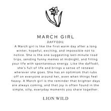 Load image into Gallery viewer, Lion Wild Birth Flower Necklace March